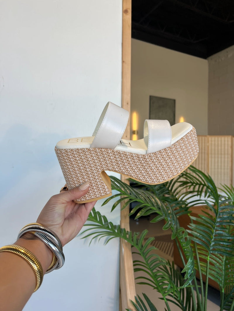 Western Haven Platform Heels White