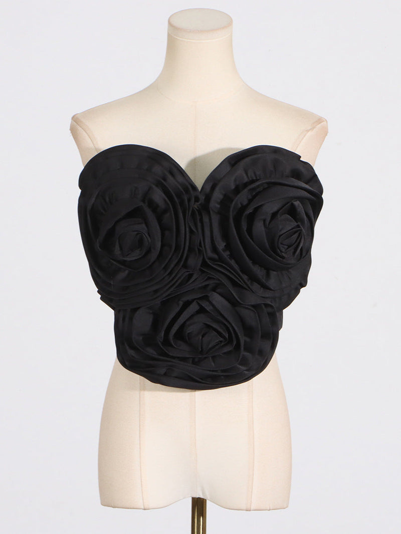 Caitlin 3D Flower Top In Red