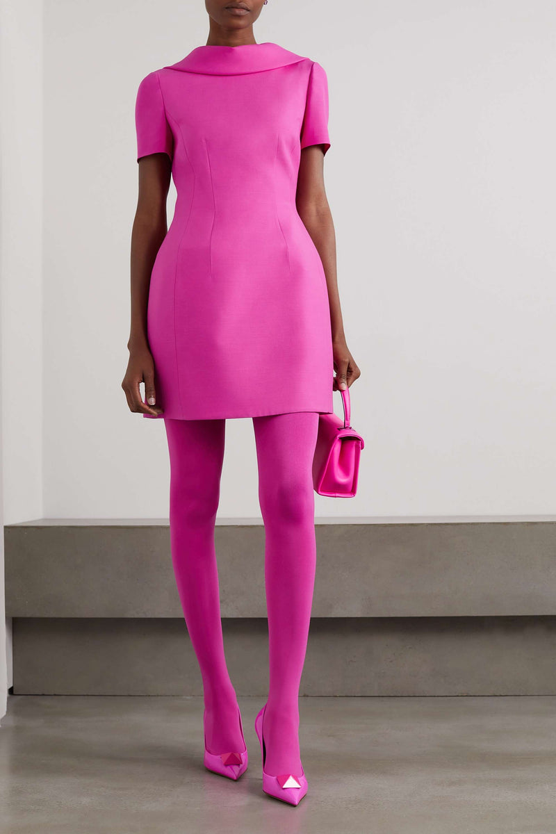 Lux Short Sleeve Bow Mini Dress In Pink