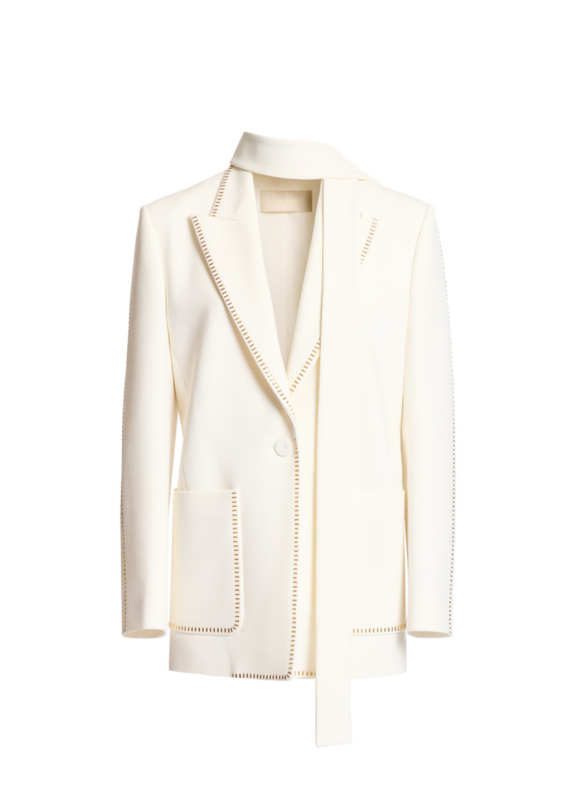Renwick Scarf-Detailed Wool Crepe Blazer In Off-White