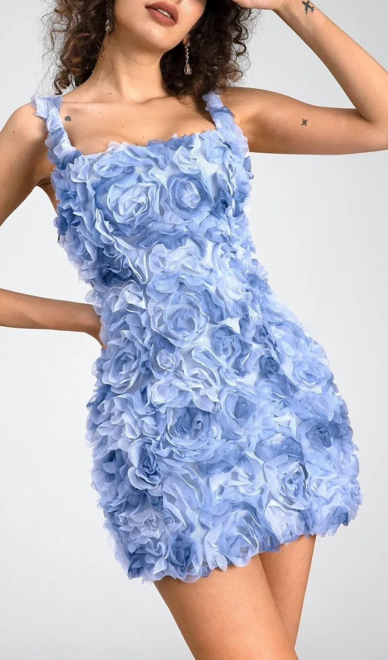 Robina Flower Mini Dress In Blue