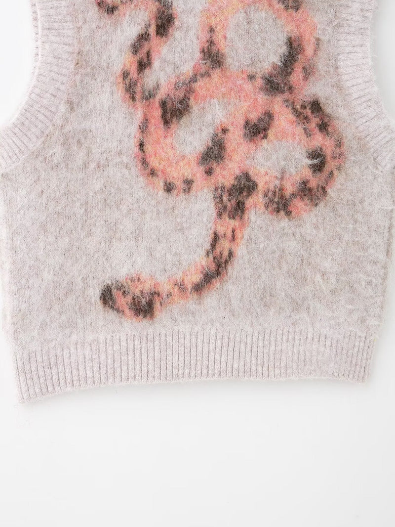 V-Neck Bristle Effect Jacquard Vest