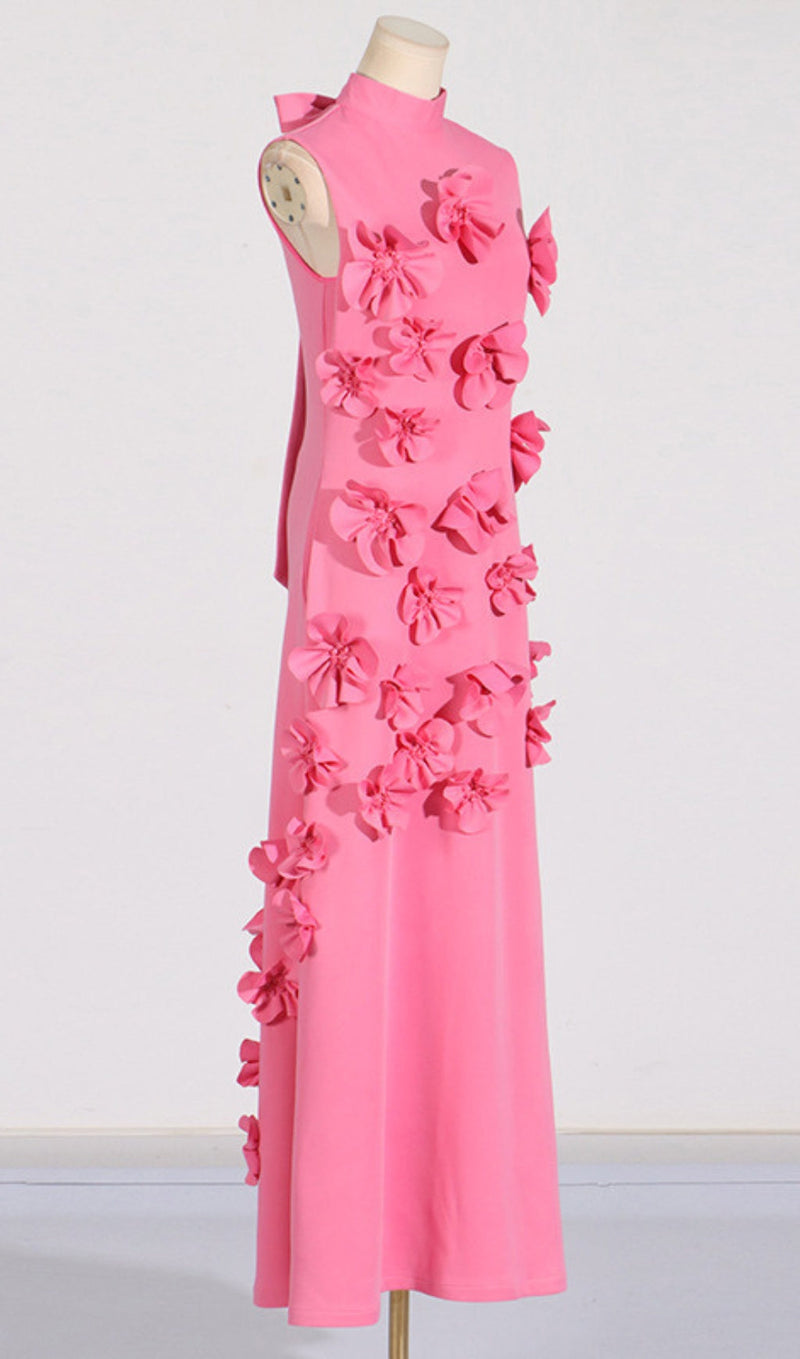 Hank Flower Embellished Maxi Dress In Pink
