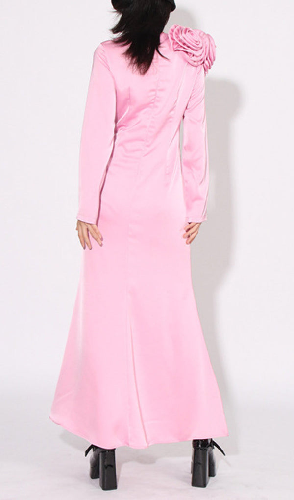 Garina Flower Maxi Dress In Pink