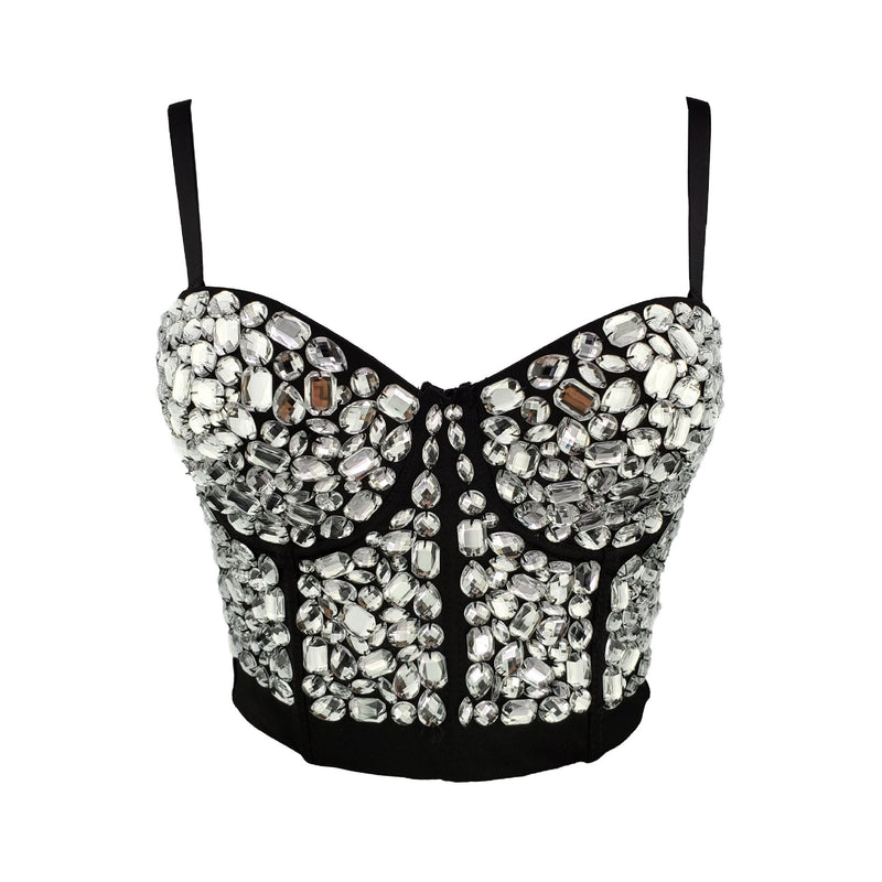 Lomo Rhinestone Bustier Crop Corset Cami Top