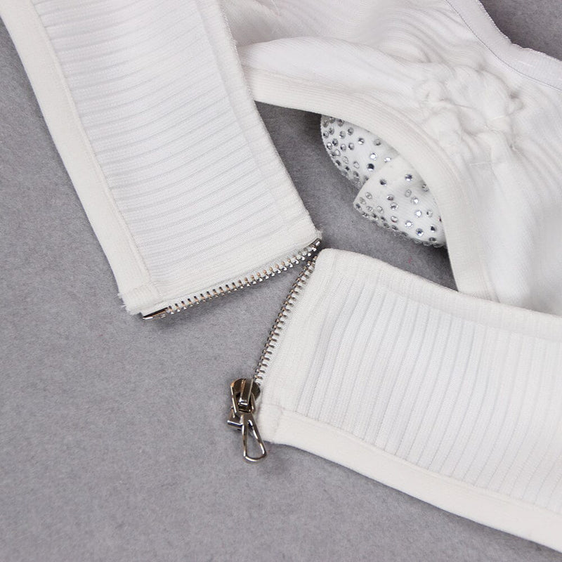 Ensley Embellished Top With High-Low Dress In White