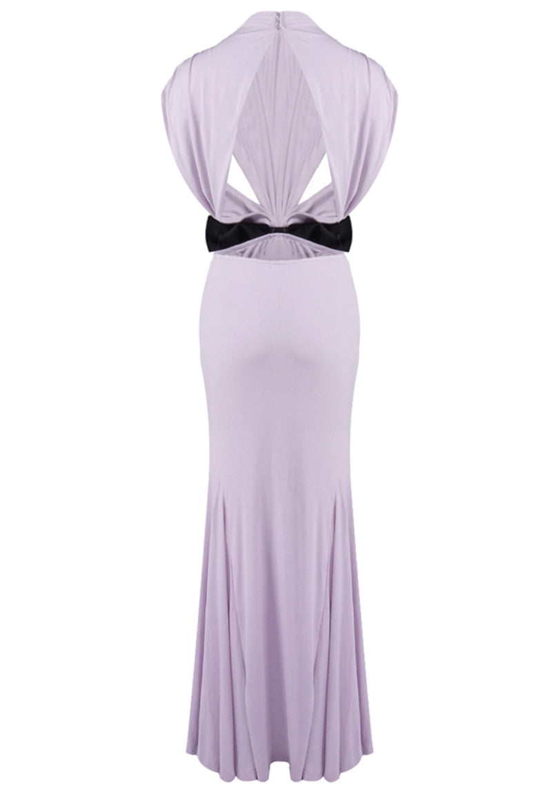 Dabney Bow Backless Maxi Dress In Lavender