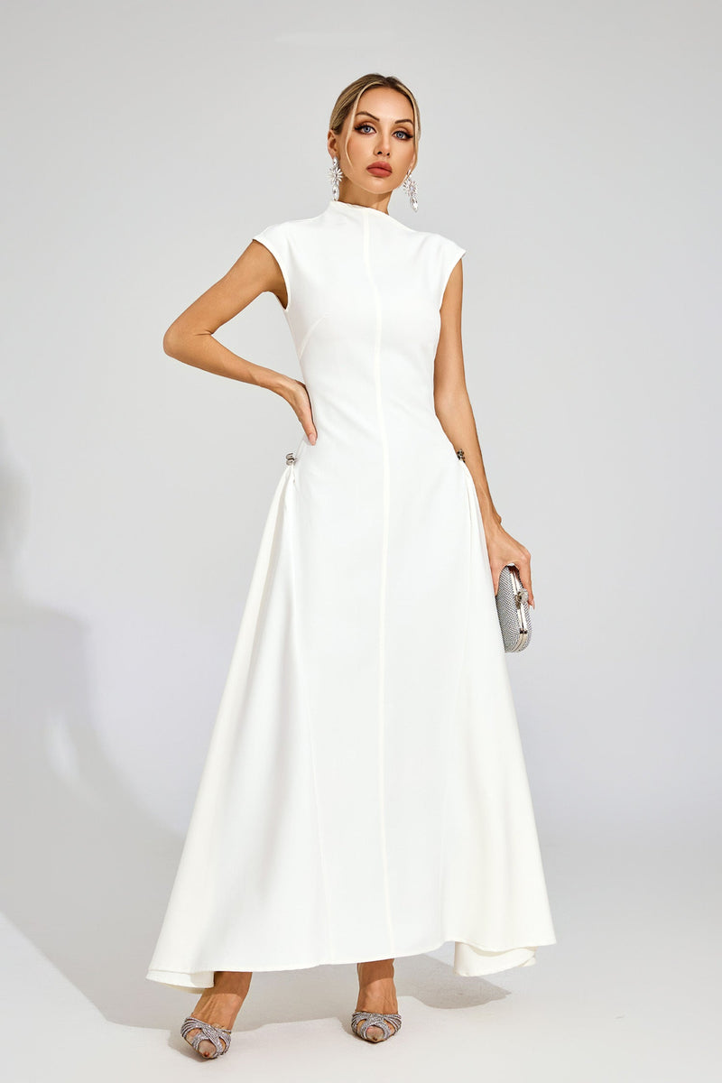 Quintus Sleeveless Irregular Hem Maxi Dress In White