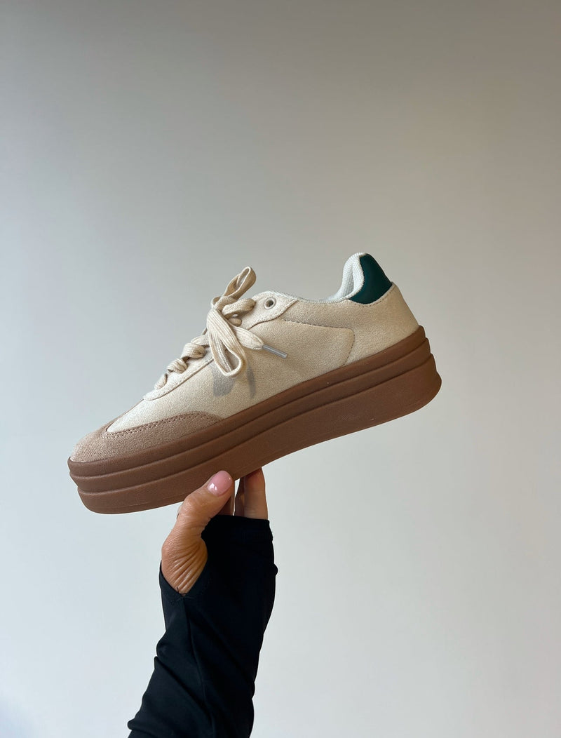 Ava Platform Sneakers Beige/Green