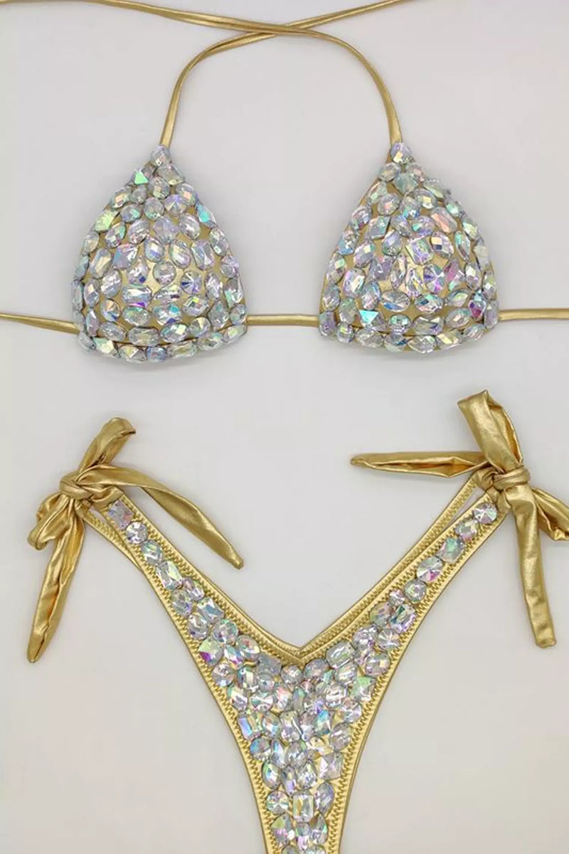 Argelia Diamond Halter Bikini In Gold