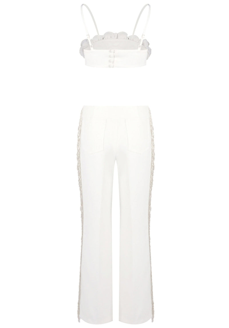 Asterra Floral Detail Two Piece Jumpsuit In White