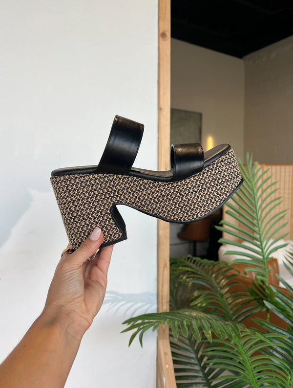 Western Haven Platform Heels Black