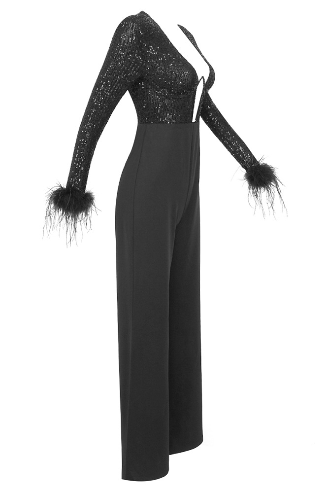 Frances Sequin Feather Jumpsuit