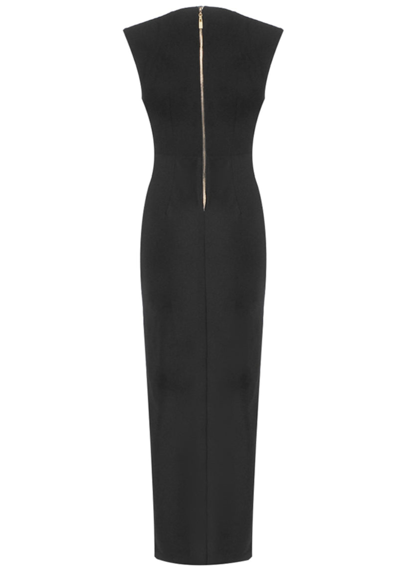 Hadya Button Detail Maxi Dress In Black