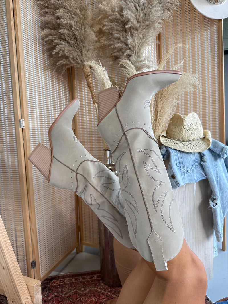 Ashton Western Cowboy Boots Taupe