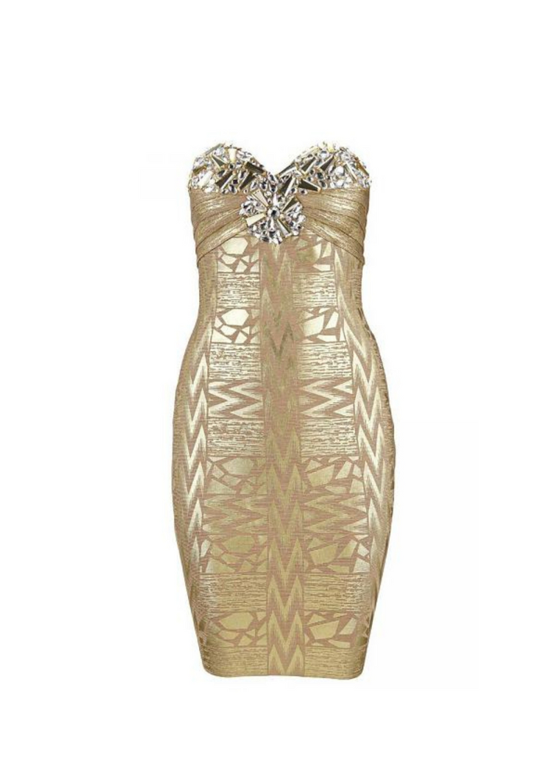 Lorenzo Crystal Embellished Sleeveless Strapless Mini Dress
