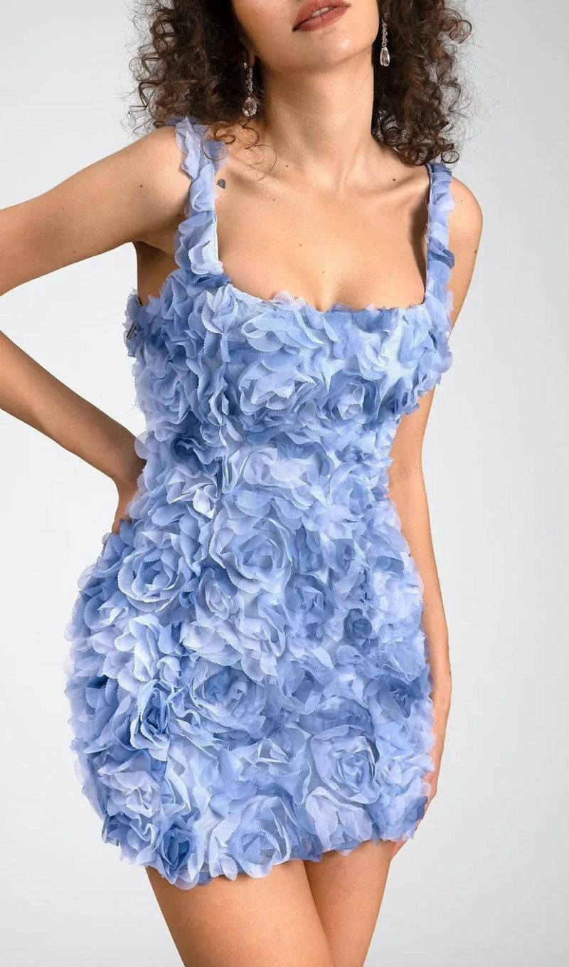 Robina Flower Mini Dress In Blue