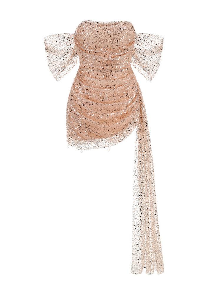 Emine Off-Shoulder Sequin Embroidered Mini Dress