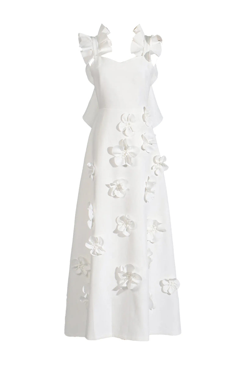 Pavati Flower Slip Dress In White