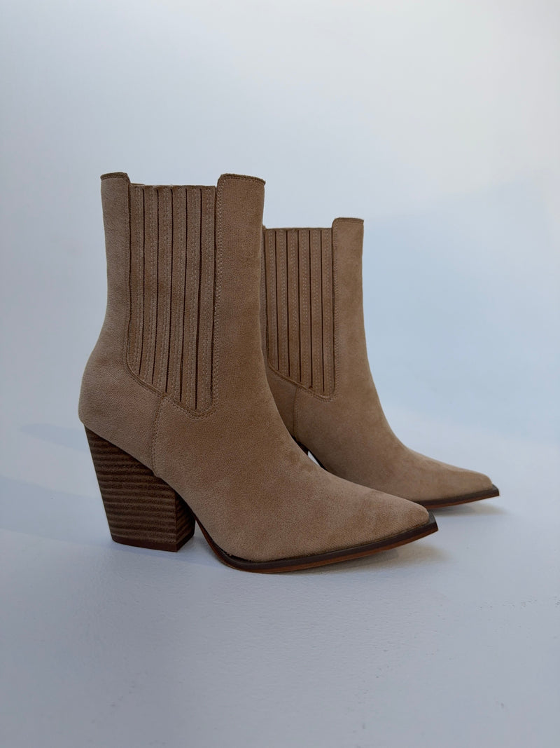 Lydia Western Cowboy Booties Almond