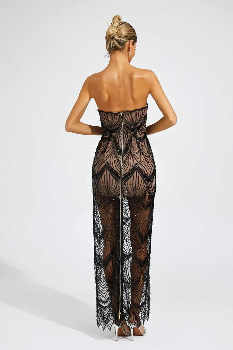 Nowak Sequins Off Shoulder Dress In Black