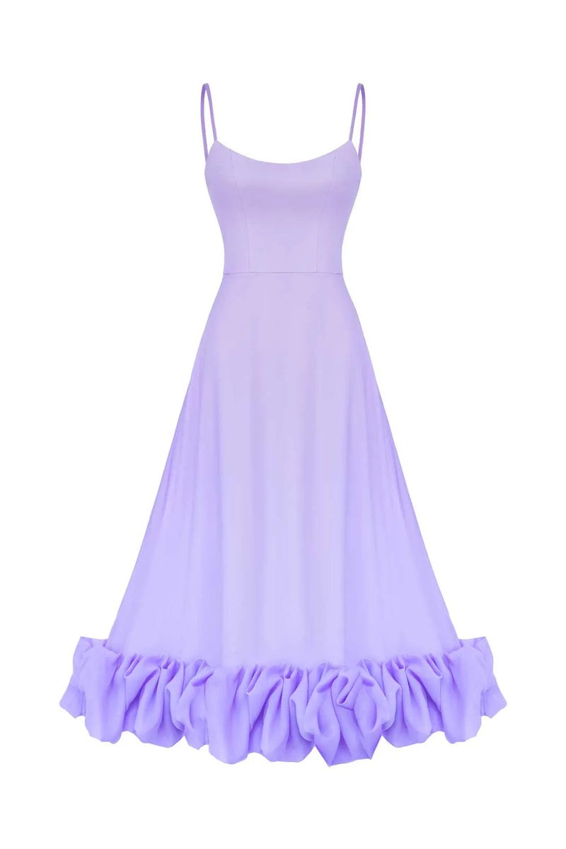 Maryam Flounce Bustier Midi Dress In Lavender