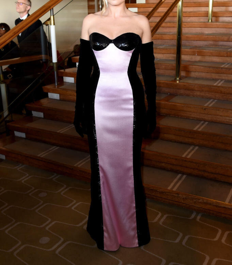 Cathan Strapless Sequin Bustier Maxi Dress In Pink