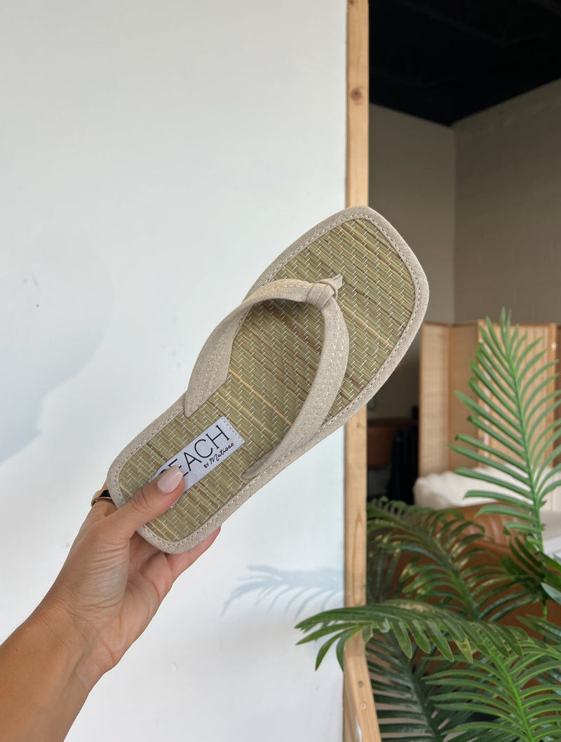 Vero Thong Platforms Natural Linen