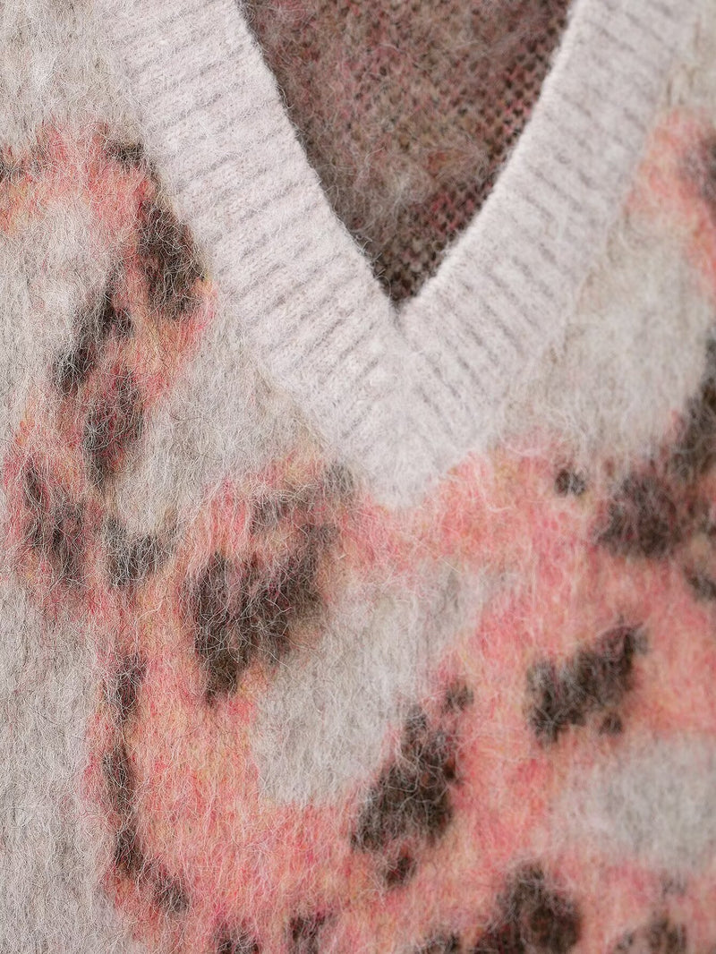 V-Neck Bristle Effect Jacquard Vest