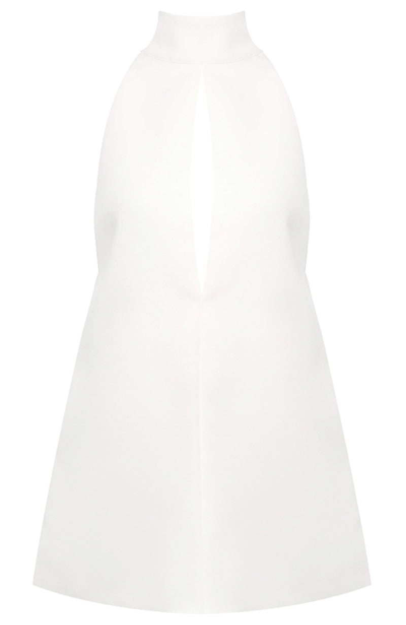 Faelyra Halter Cut Out Detail A Line Mini Dress In White