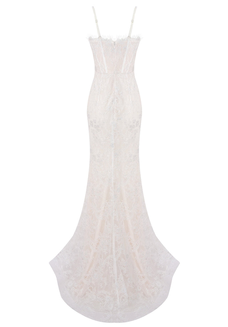Daelorin Lace Corset Maxi Dress In White