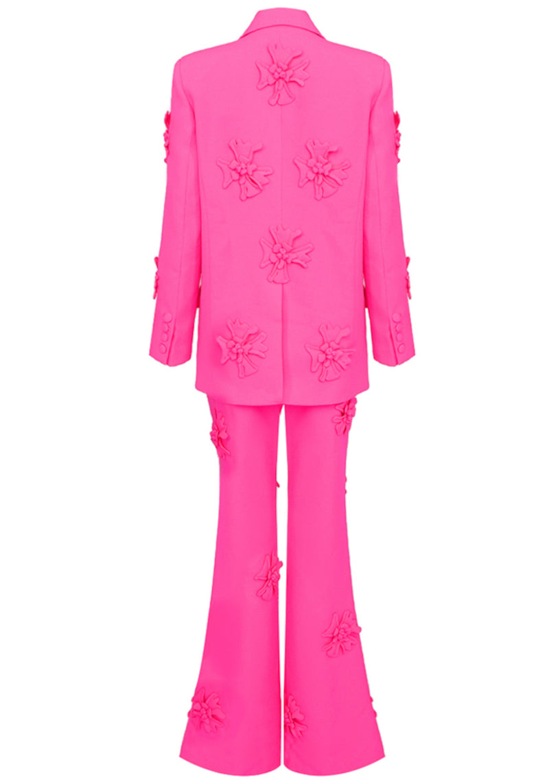 Hervise Long Sleeve Floral Detail Suit In Pink