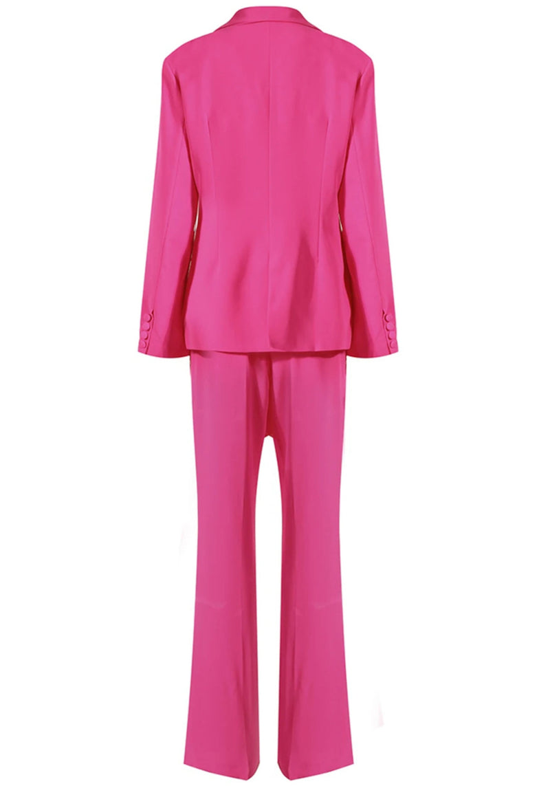 Naiara Long Sleeve Blazer Jumpsuit Suit Hot In Pink