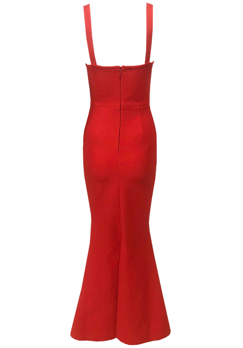 Akemi Crystal Draped Maxi Dress In Red