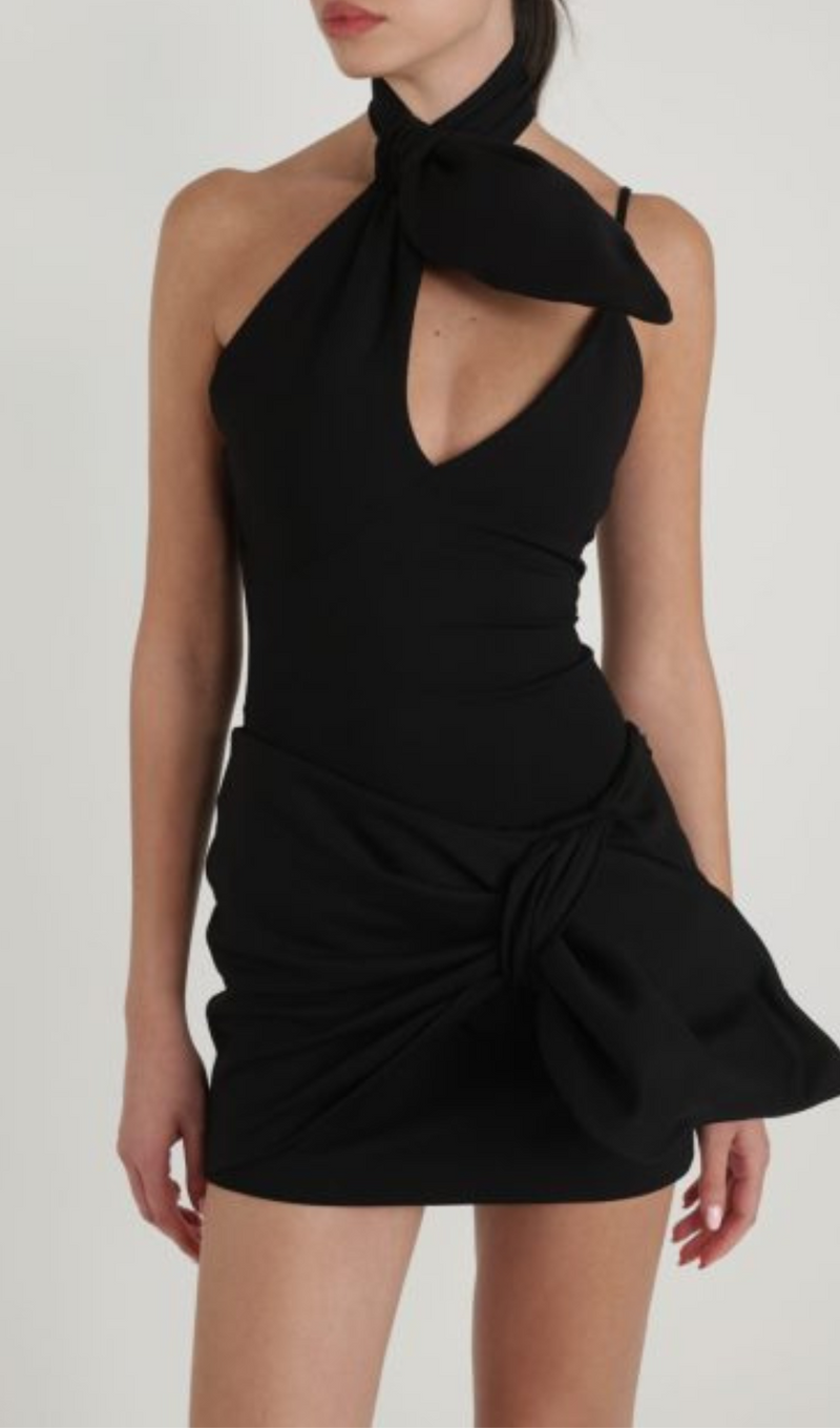 Hanne Crossover-Neck Mini Dress