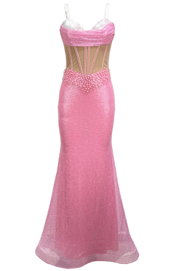 Palila Sequin Structured Maxi Dress In Pink