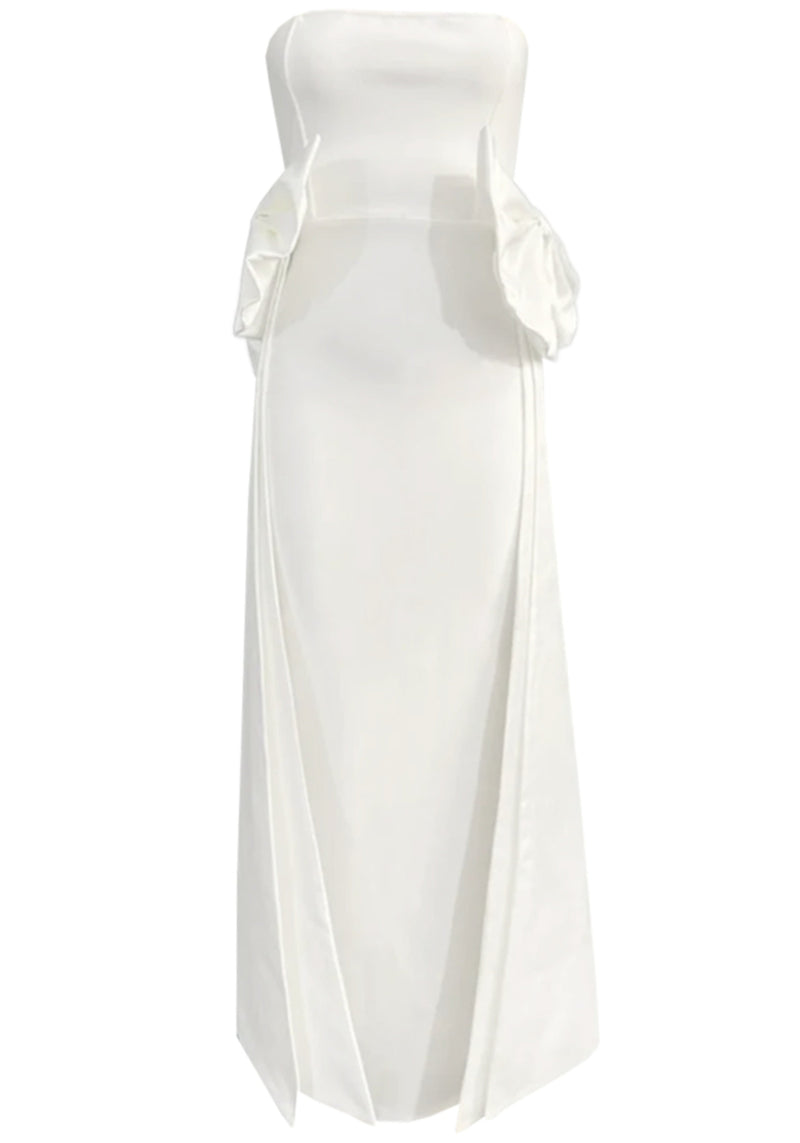 Abbott Strapless Bow Detail Maxi Dress In White
