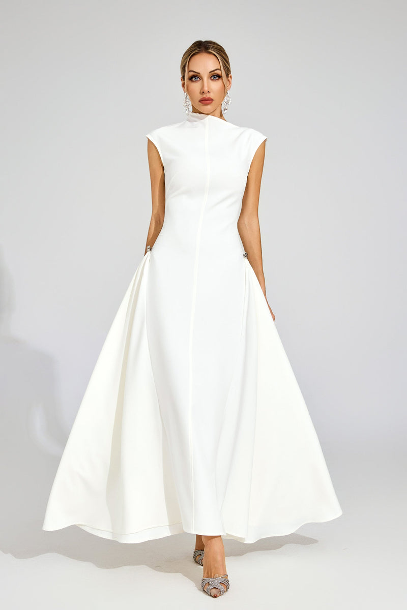 Quintus Sleeveless Irregular Hem Maxi Dress In White