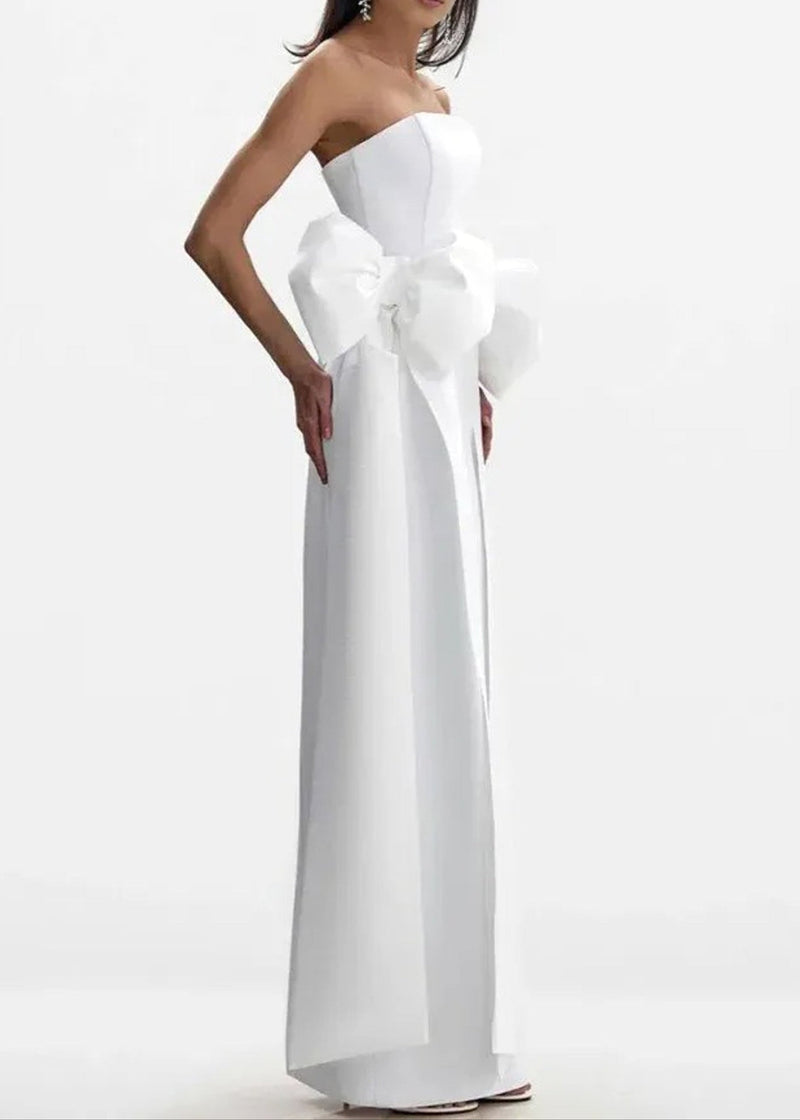 Abbott Strapless Bow Detail Maxi Dress In White