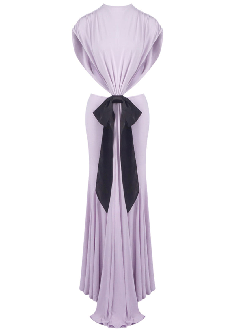 Dabney Bow Backless Maxi Dress In Lavender