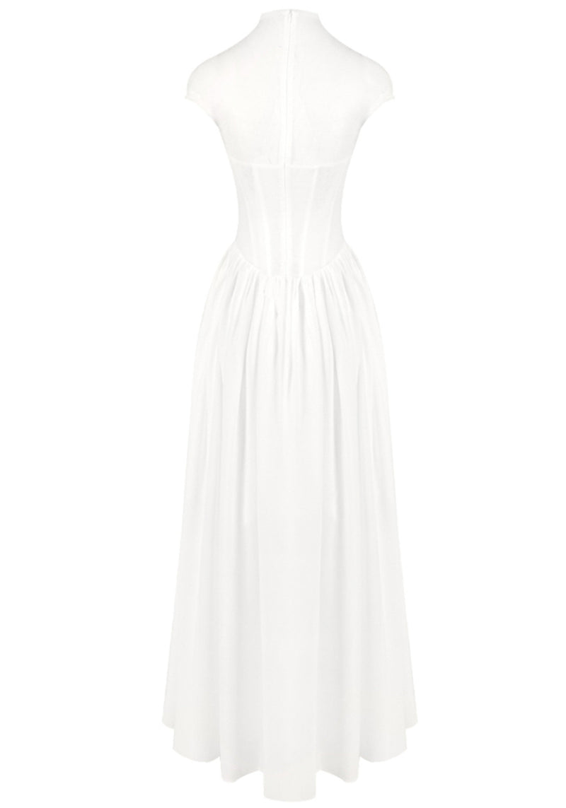 Sarayi Structured Mesh A Line Maxi Dress In White