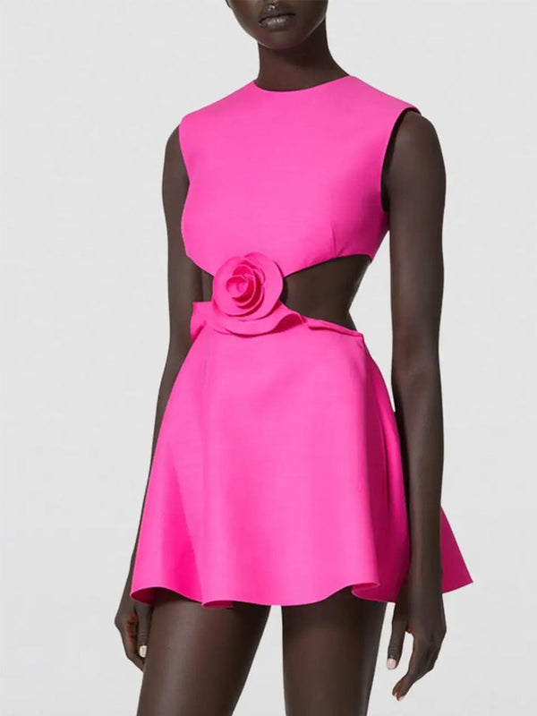 Nlia Sleeveless Cutout Flower Mini Dress