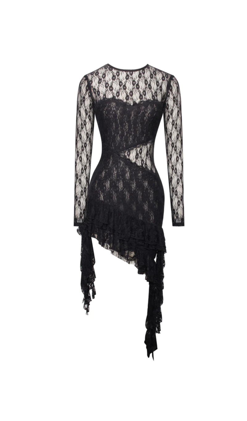 Ollie Backless Ruffle Lace Mini Dress