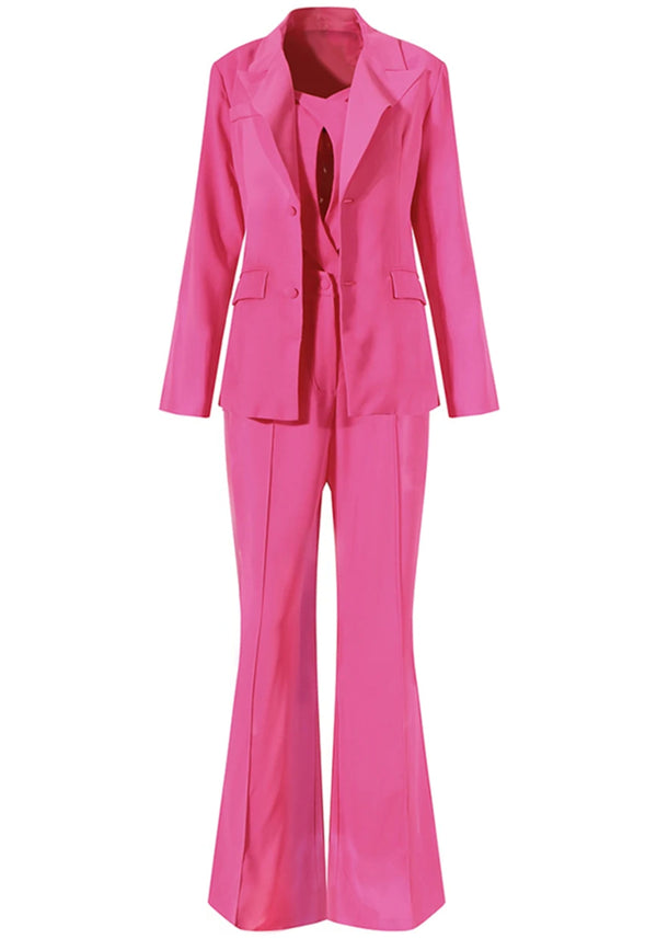 Naiara Long Sleeve Blazer Jumpsuit Suit Hot In Pink