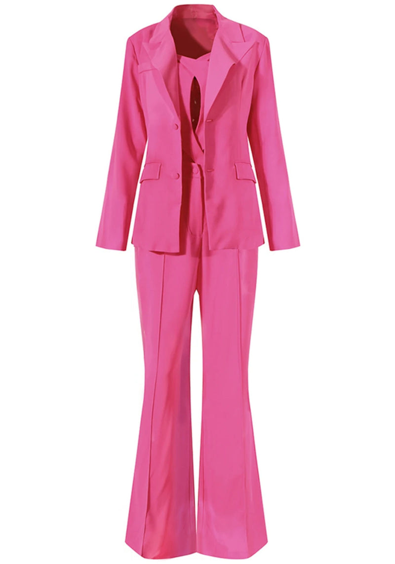 Naiara Long Sleeve Blazer Jumpsuit Suit Hot In Pink