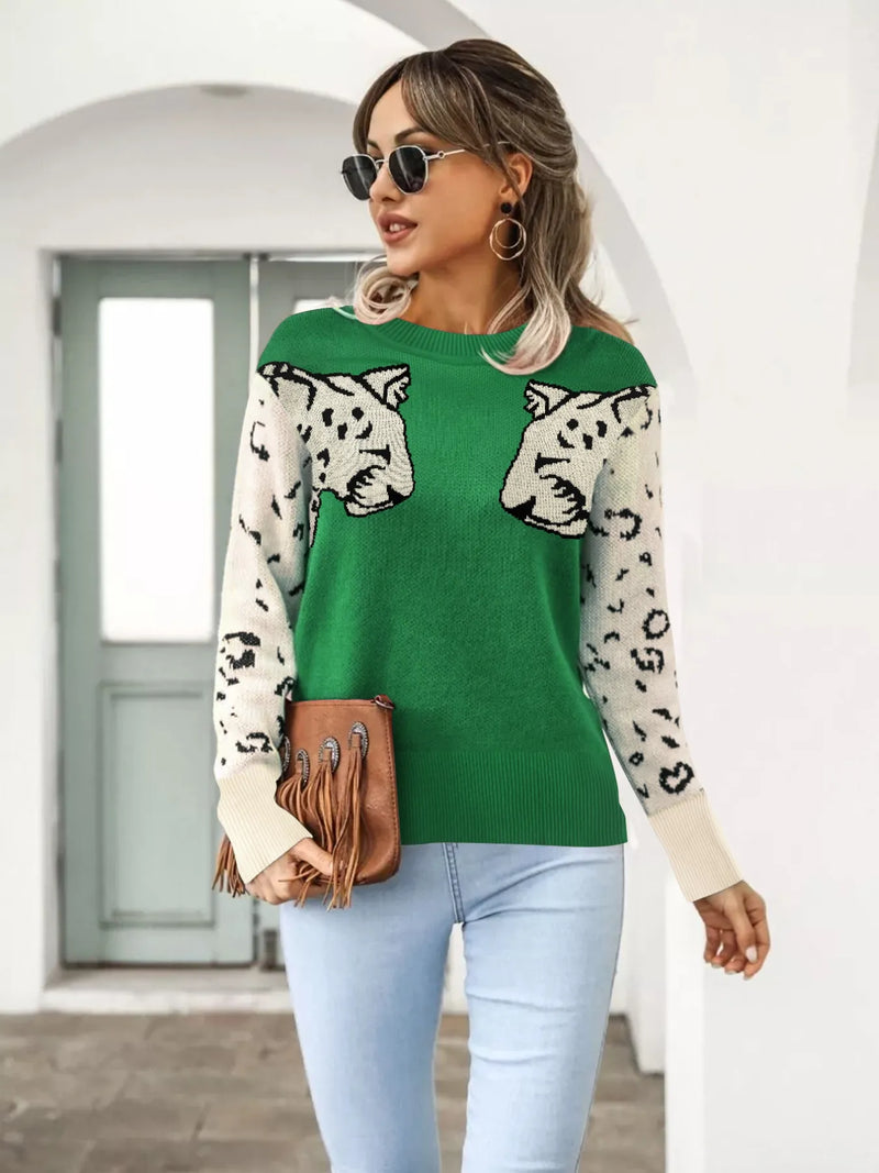 Leopard Round Neck Sweater