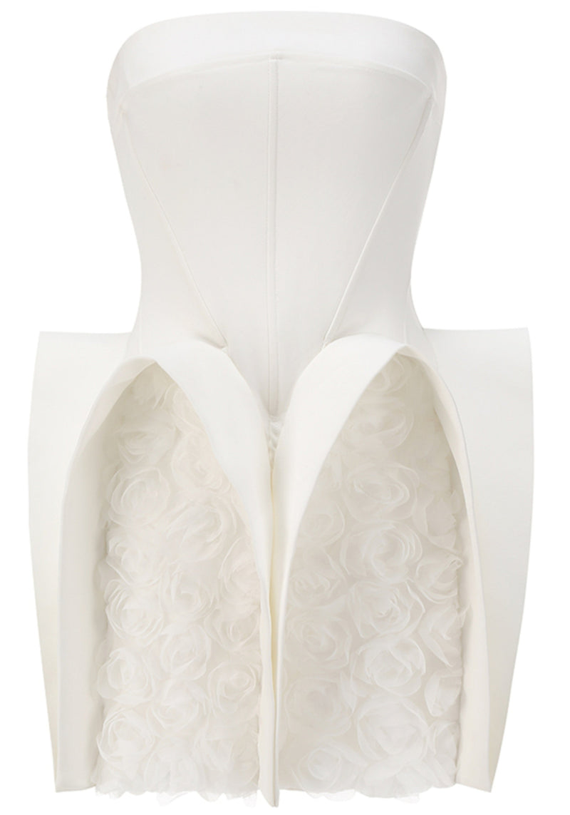 Jasmijn Strapless Floral Mini Dress In White