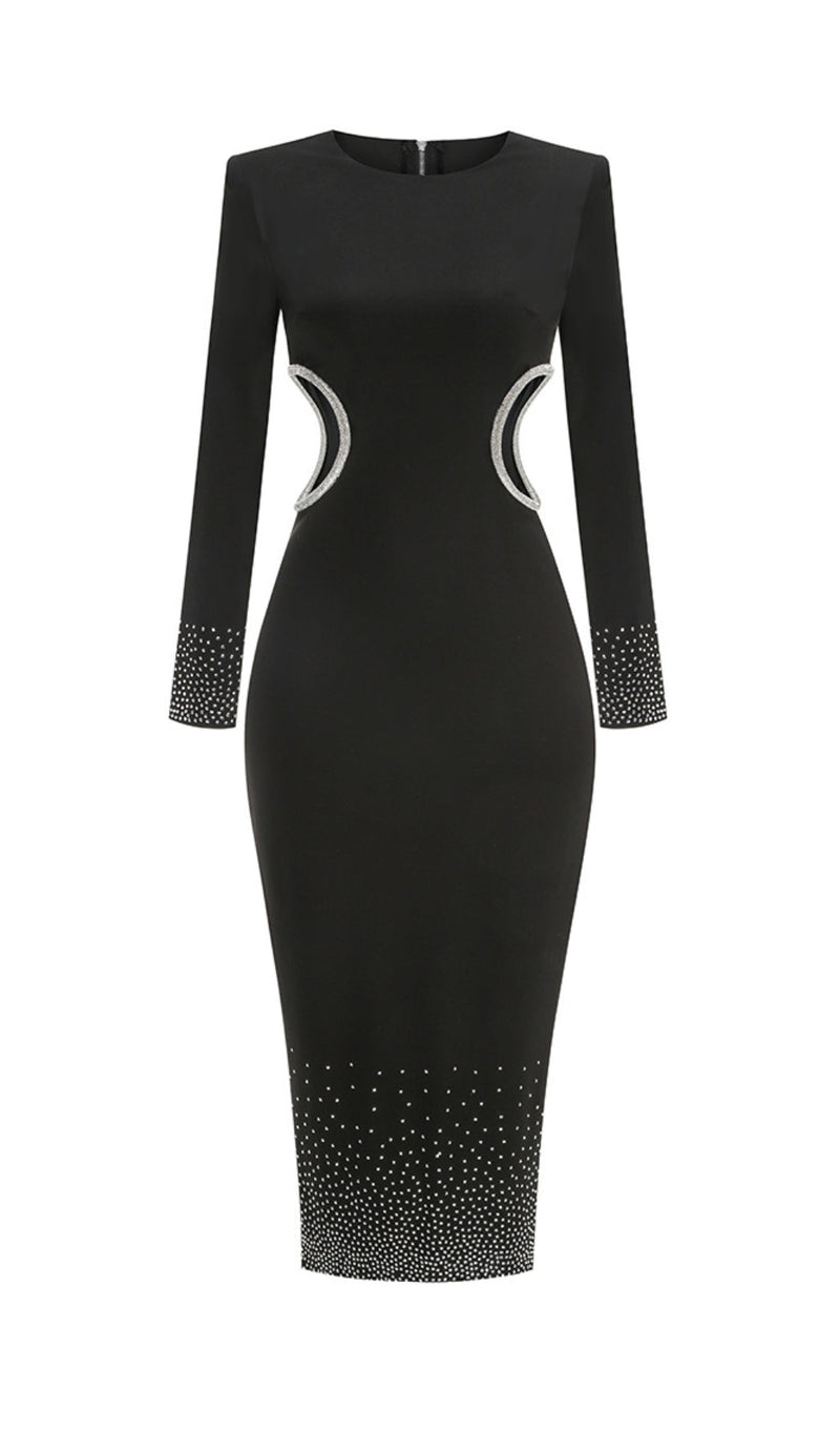 Rigby Crystal Embellished Cutout Midi Dress In Black