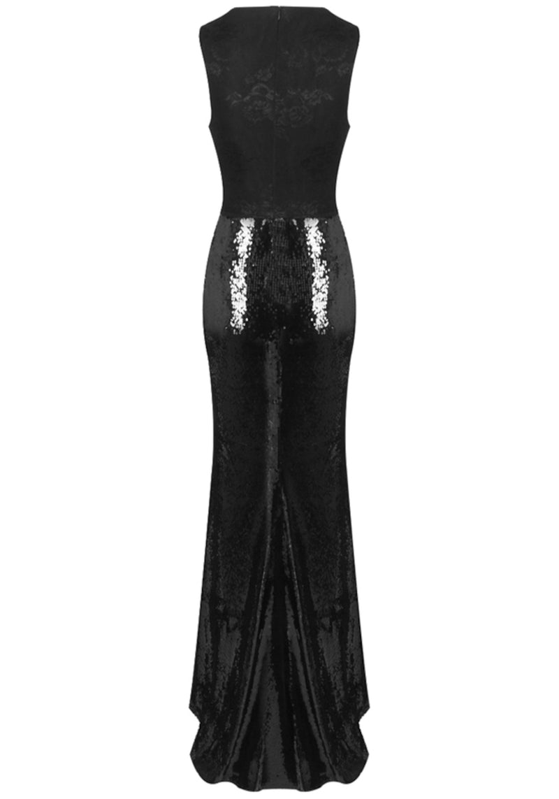 Remige Lace Sequin Maxi Dress In Black