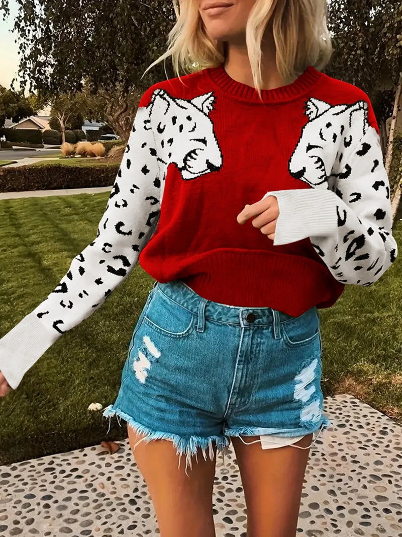Leopard Round Neck Sweater